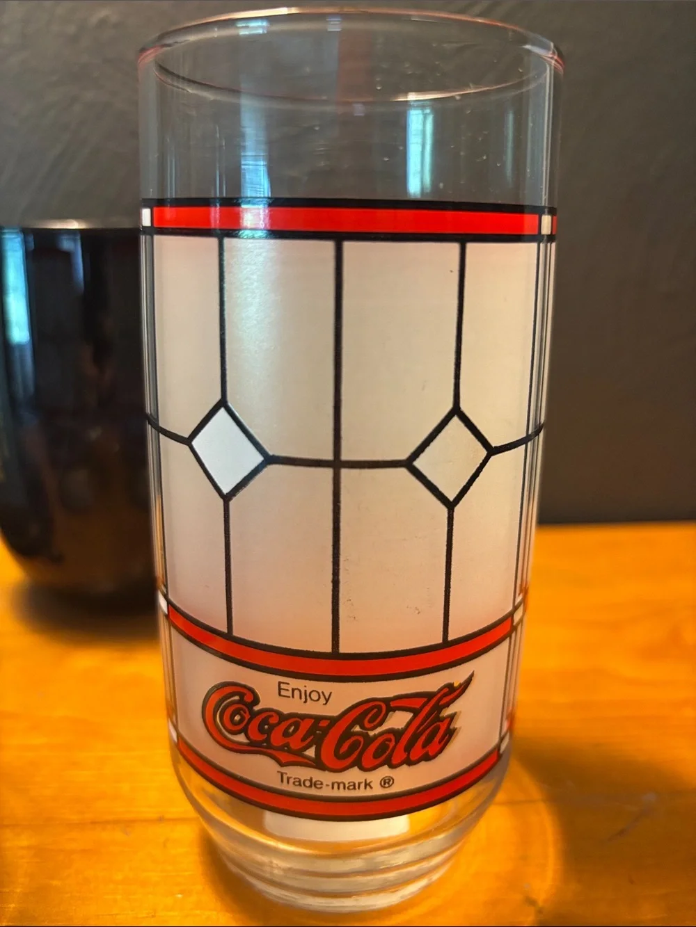 Coca Cola White & Red Stained-Glass Style Drinking Glasses - Pair